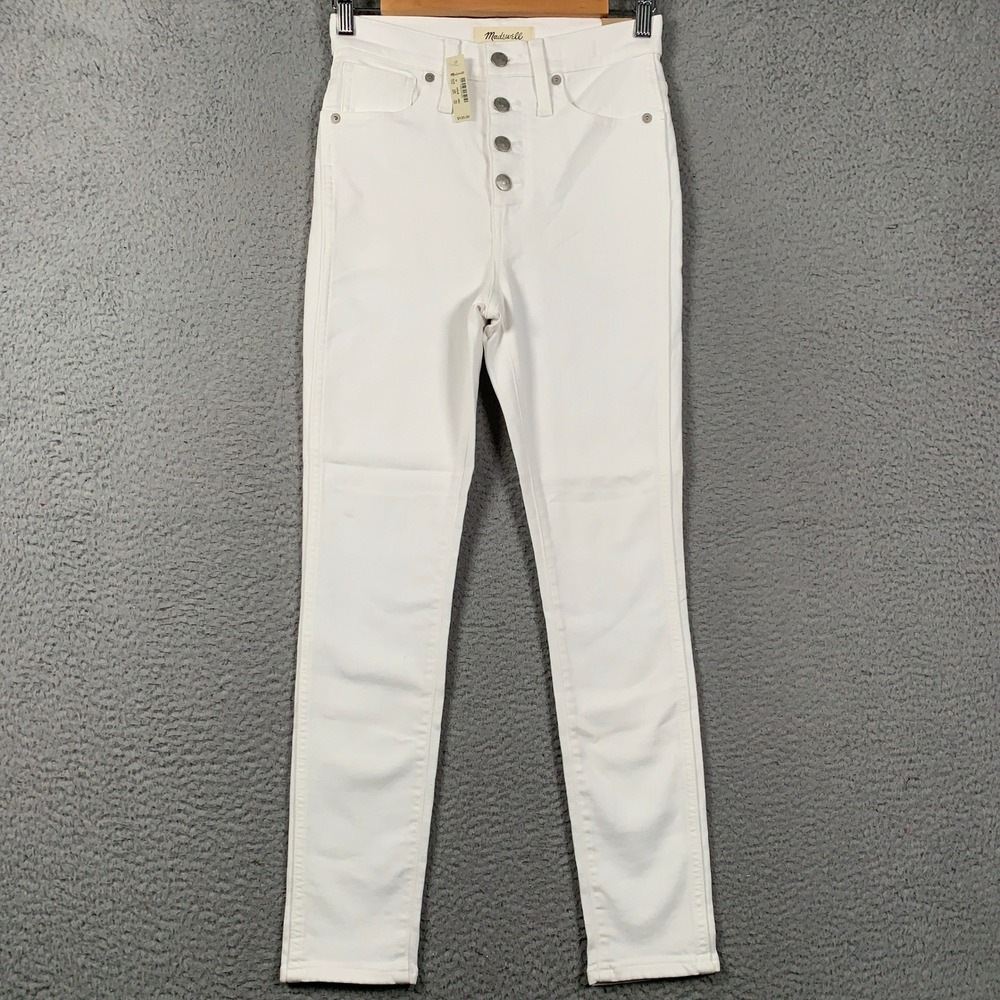 Madewell 10" High Rise Skinny Crop Jeans Womens Size 25 White Button Fly Pockets